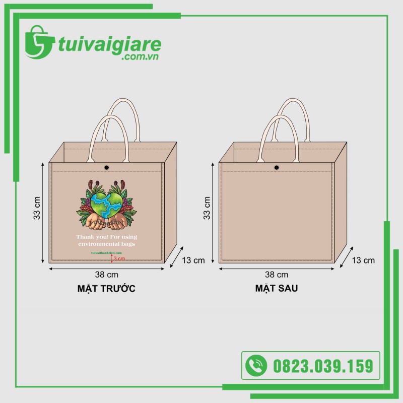 kích thước túi vải đay