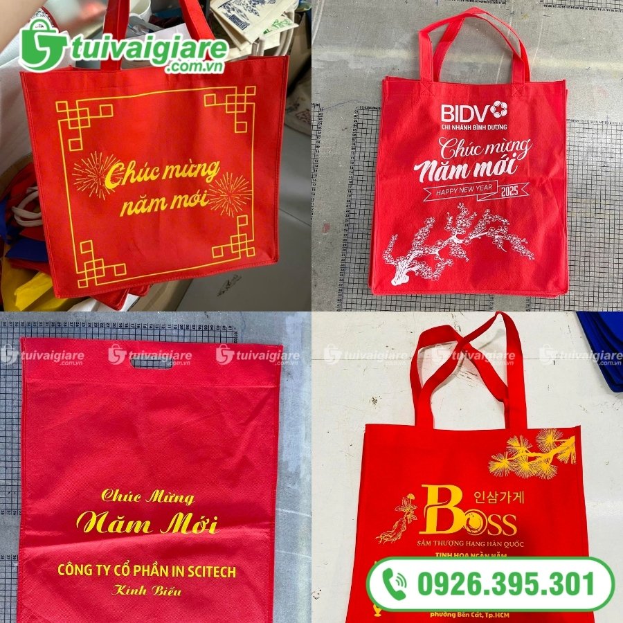 Mẫu túi vải chúc mừng năm mới cho các doanh nghiệp