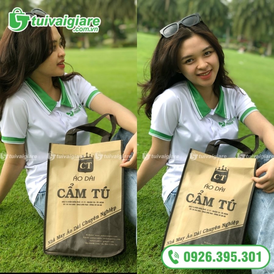 Túi vải không dệt shop áo dài Cẩm Tú
