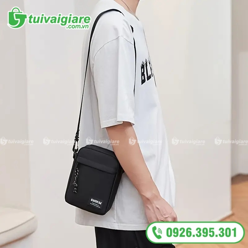 Túi vải đeo vai nam kiểu hộp
