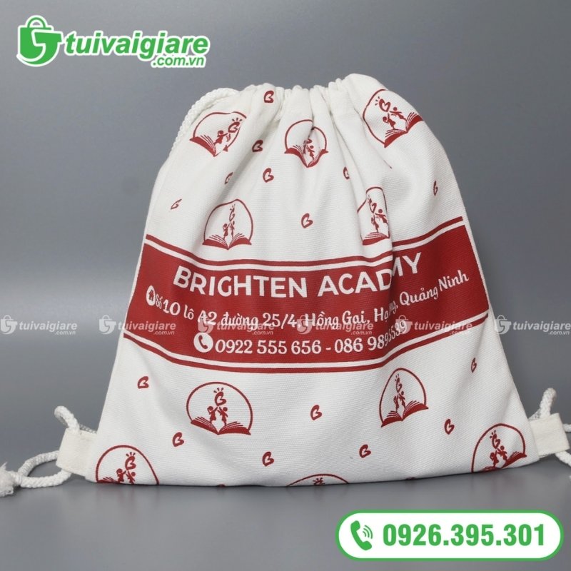 may túi vải canvas dây rút balo