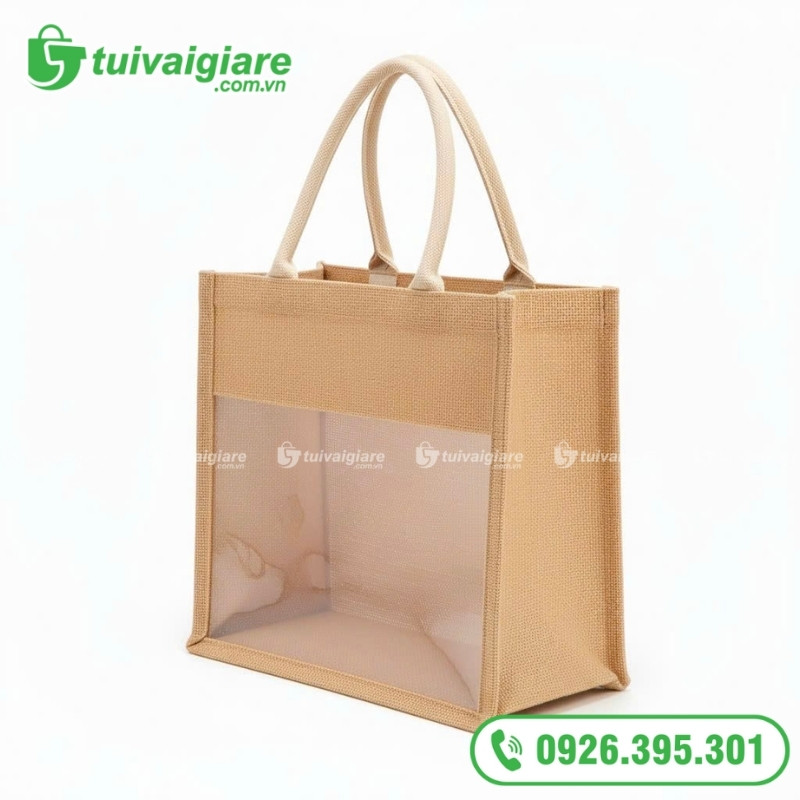 Mẫu túi vải đay phối nhựa trong suốt