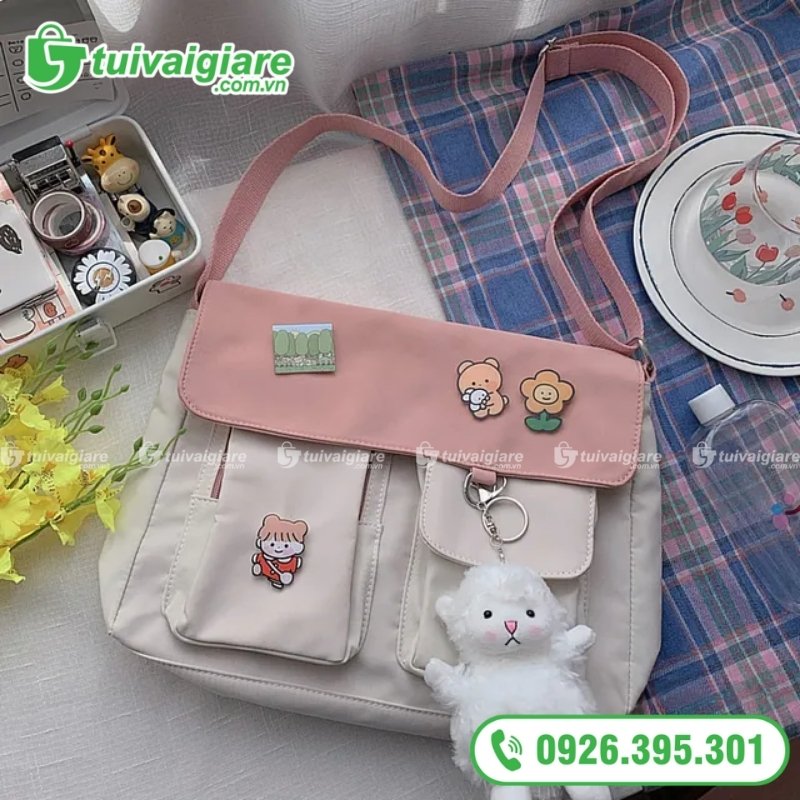 túi vải đeo chéo nữ dễ thương