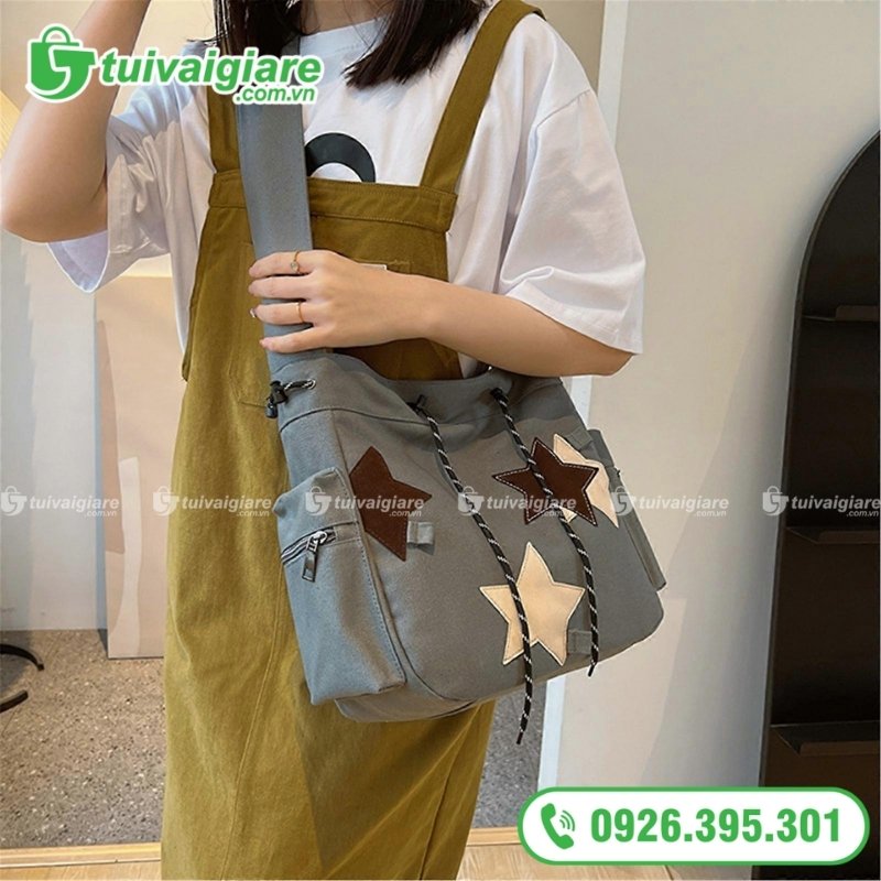 túi đeo chéo nữ vải canvas cổ điển