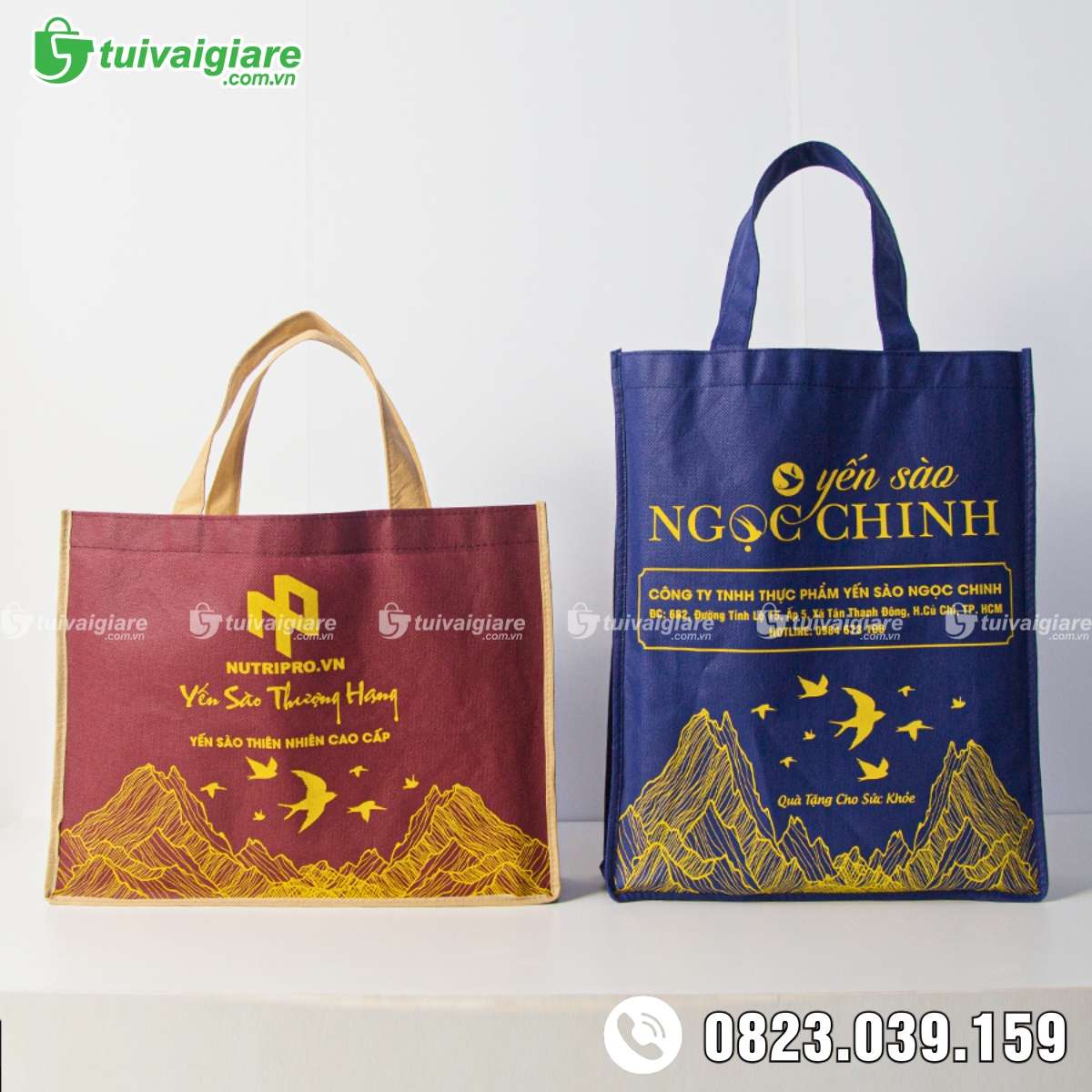 Túi vải không dệt đựng hộp yến sào cao cấp