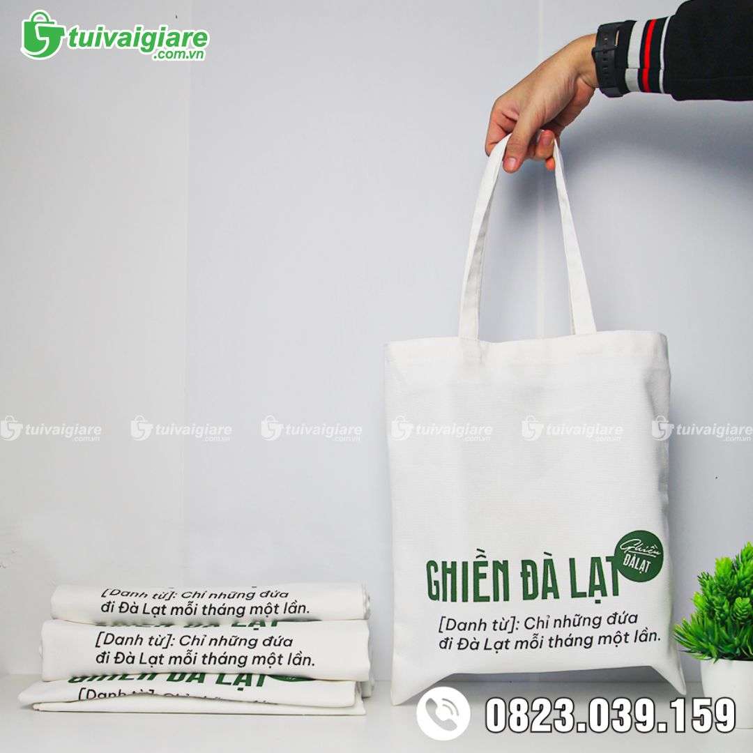 Túi vải canvas trắng Ghiền Đà Lạt