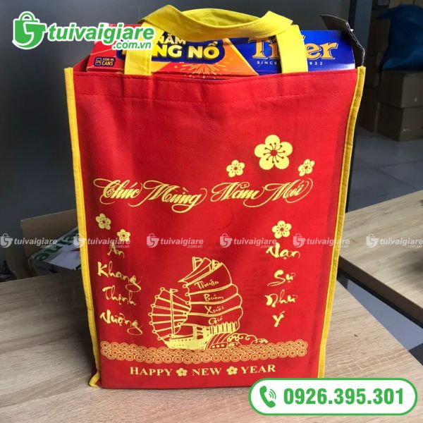 Túi Vải Không Dệt Chúc Mừng Năm Mới Đựng Đồ