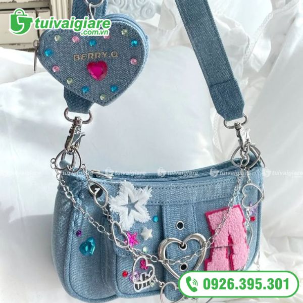 Túi xách vải bò đeo chéo cá tính