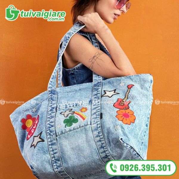 Túi xách vải bò cỡ lớn đựng được nhiều đồ