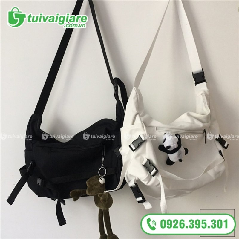 Mẫu túi vải đeo chéo đi học canvas đẹp