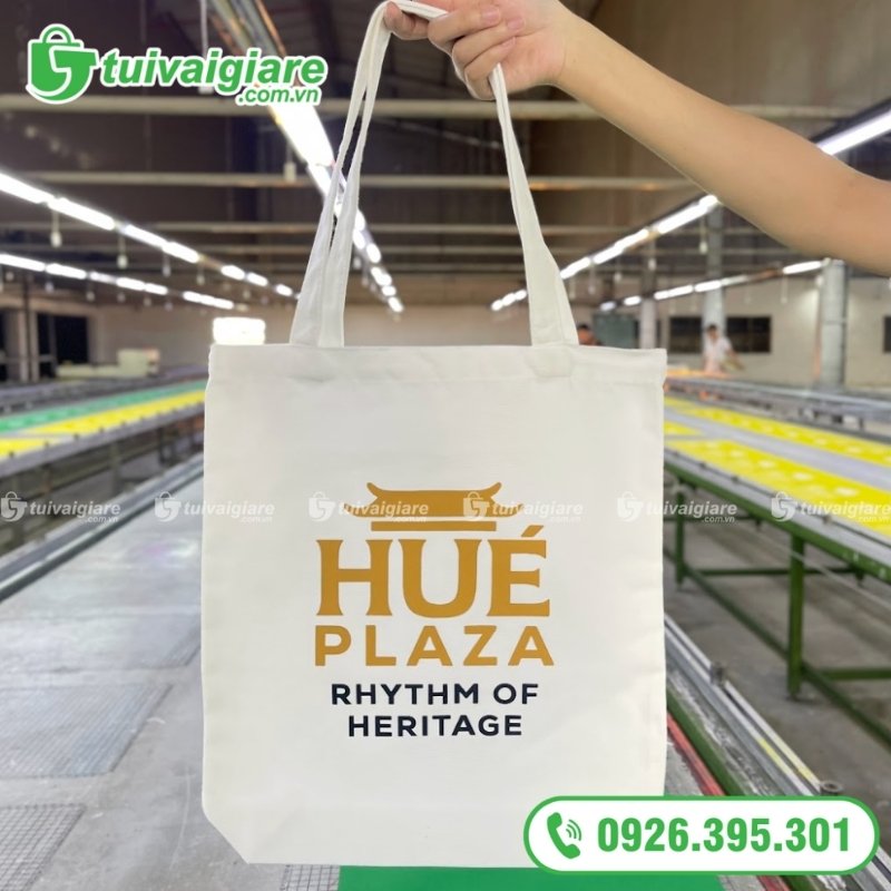 túi canvas trắng chặn đáy