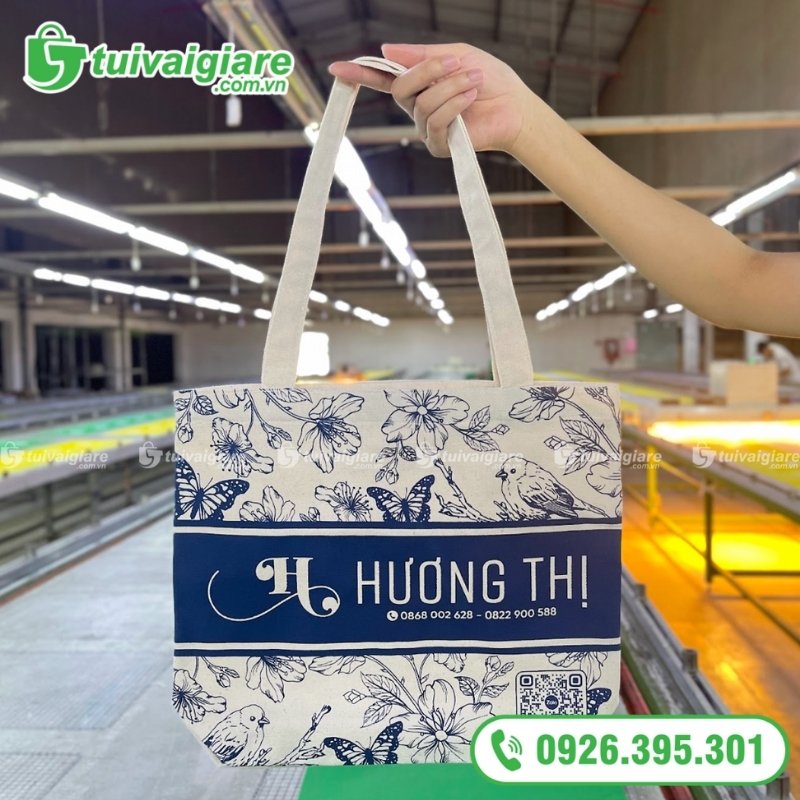 túi vải canvas trắng in hoạ tiết