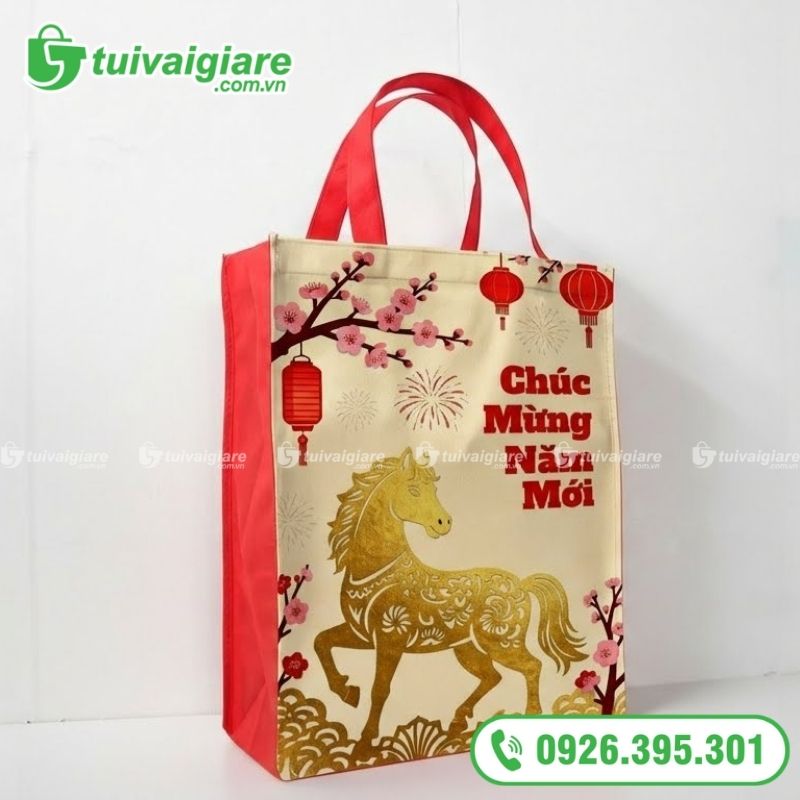 túi vải không dệt đựng quà tết in đa sắc