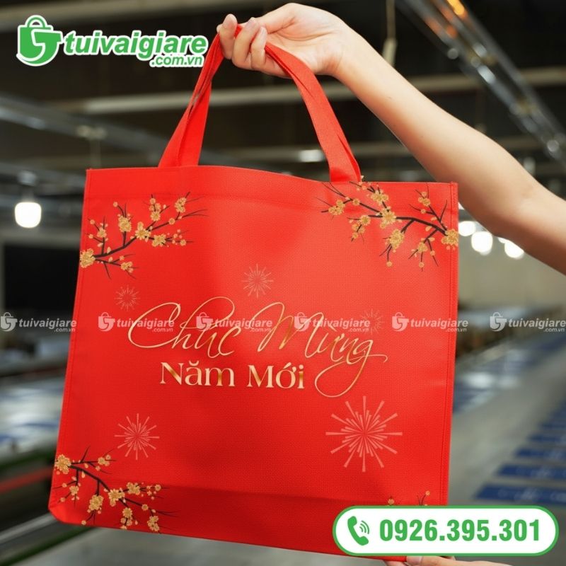 túi vải đựng quà tết màu đỏ