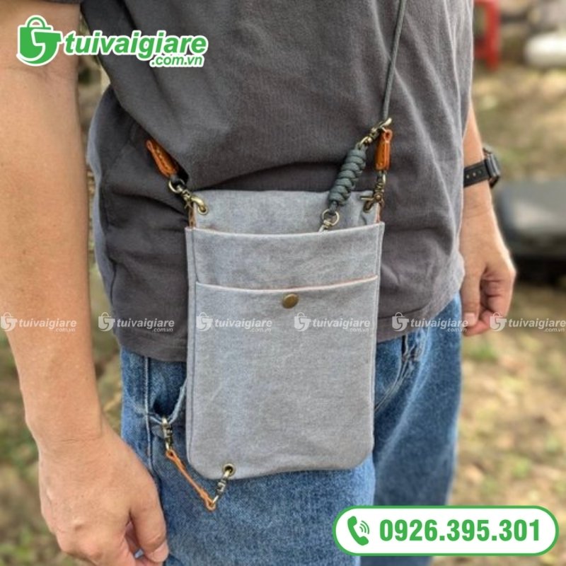 túi đựng điện thoại bằng vải canvas nam