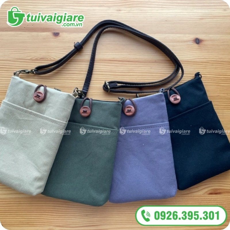 túi vải đựng điện thoại có hột nút