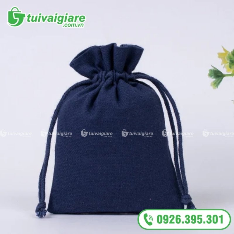 túi vải dây rút xanh trơn