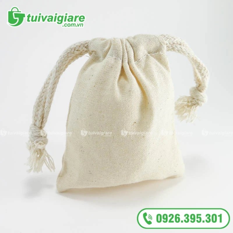 túi vải nhỏ dây rút trơn 