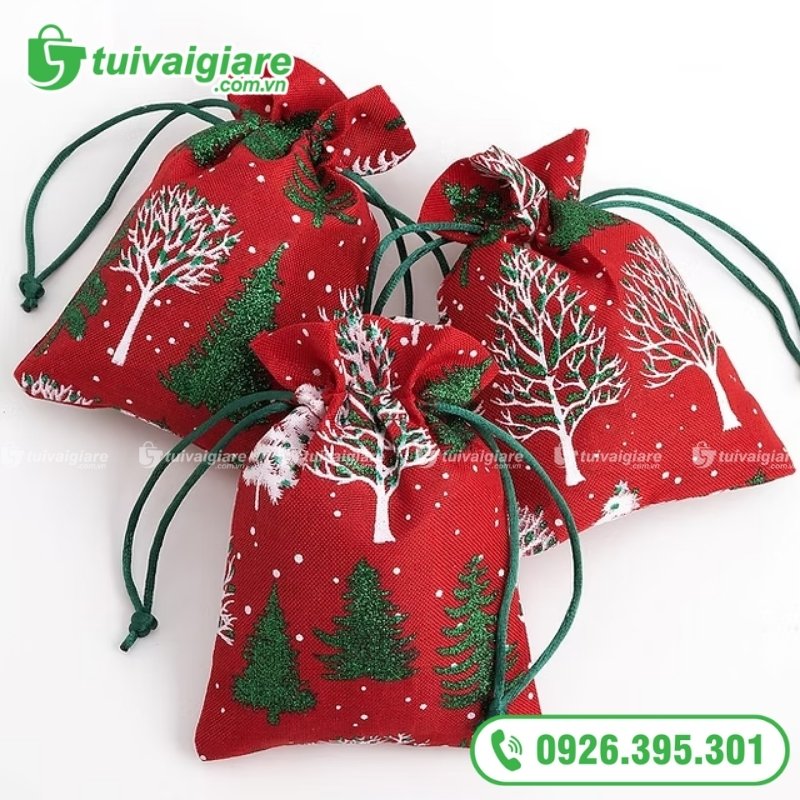 túi vải rút dây nhỏ giáng sinh