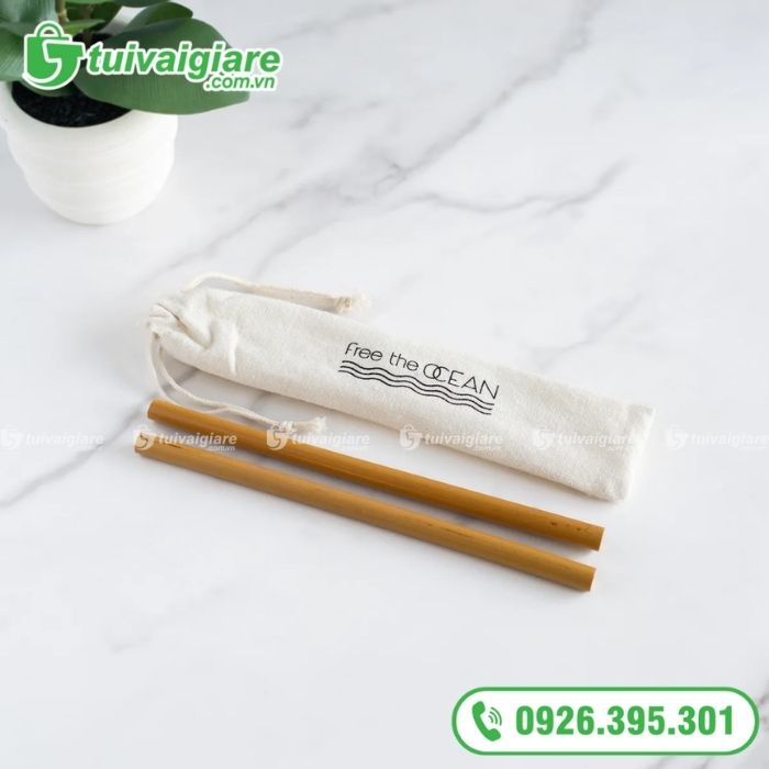 túi vải đựng ống hút in logo