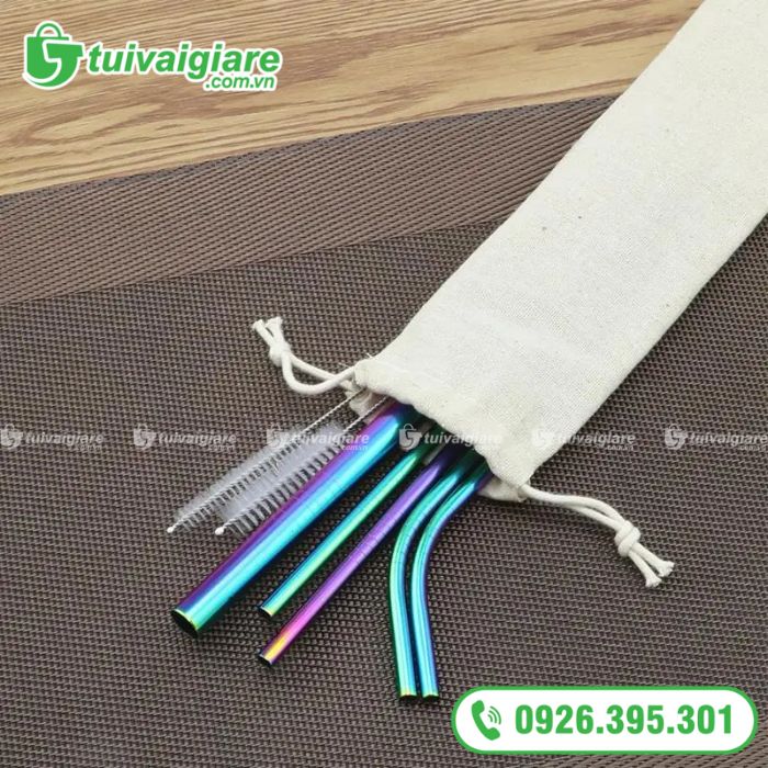 túi vải đựng ống hút inox