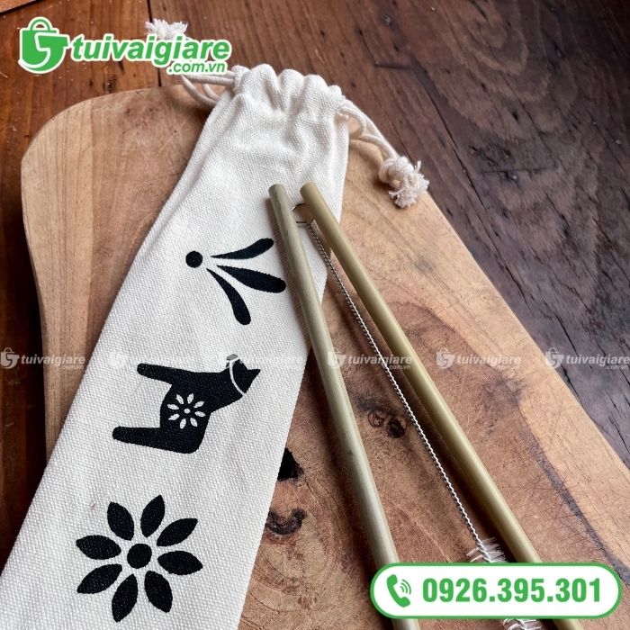 túi vải đựng ống hút dây rút