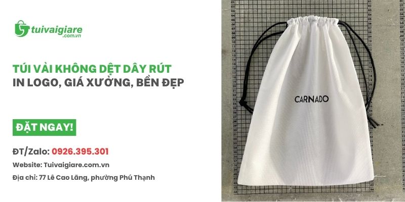 in túi vải không dệt dây rút