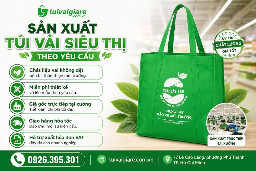 sản xuất túi vải siêu thị giá rẻ