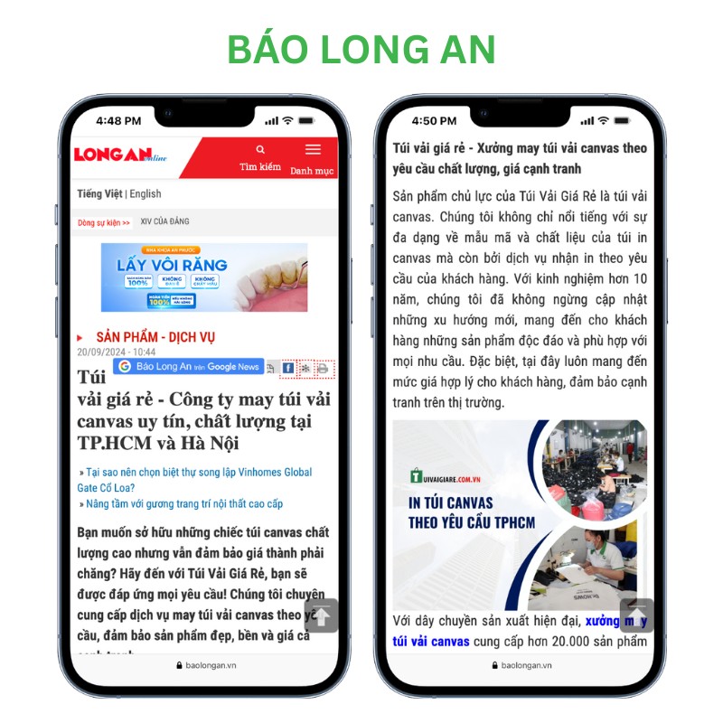 Báo Long An nói về xưởng may túi canvas