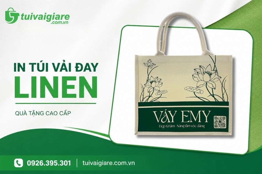 túi vải in chữ đay linen