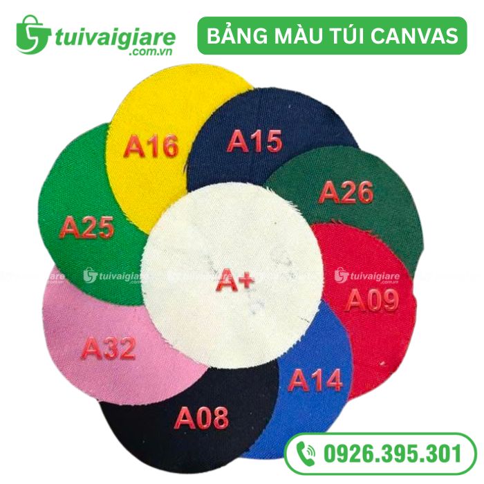 bảng màu may túi vải canvas kiểu nhật