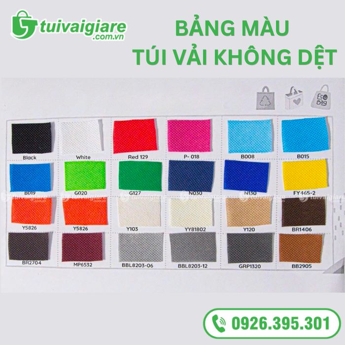 bảng màu túi vải không dệt siêu thị