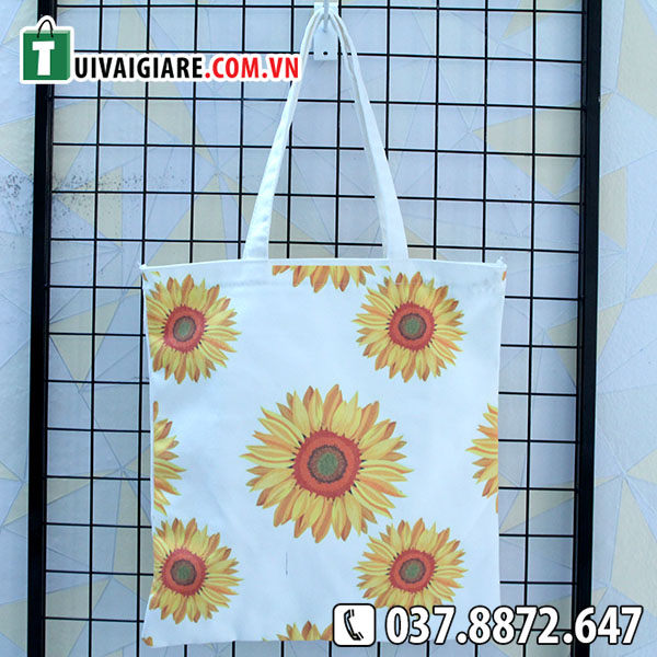 Túi vải bố handmade in hình hoa hướng dương