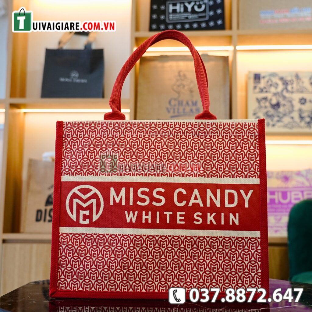 Túi vải đay in logo thẩm mỹ viện Miss Candy