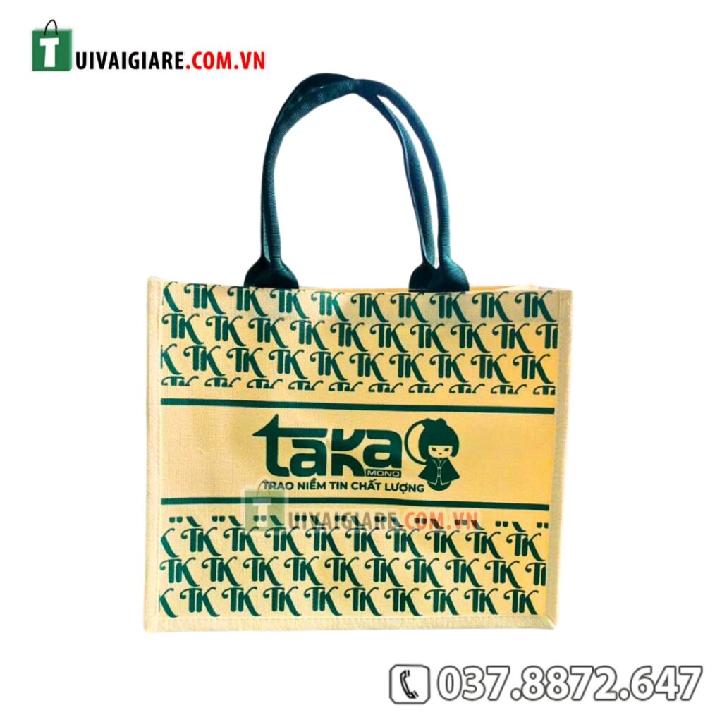 Túi vải đay linen in logo Taka